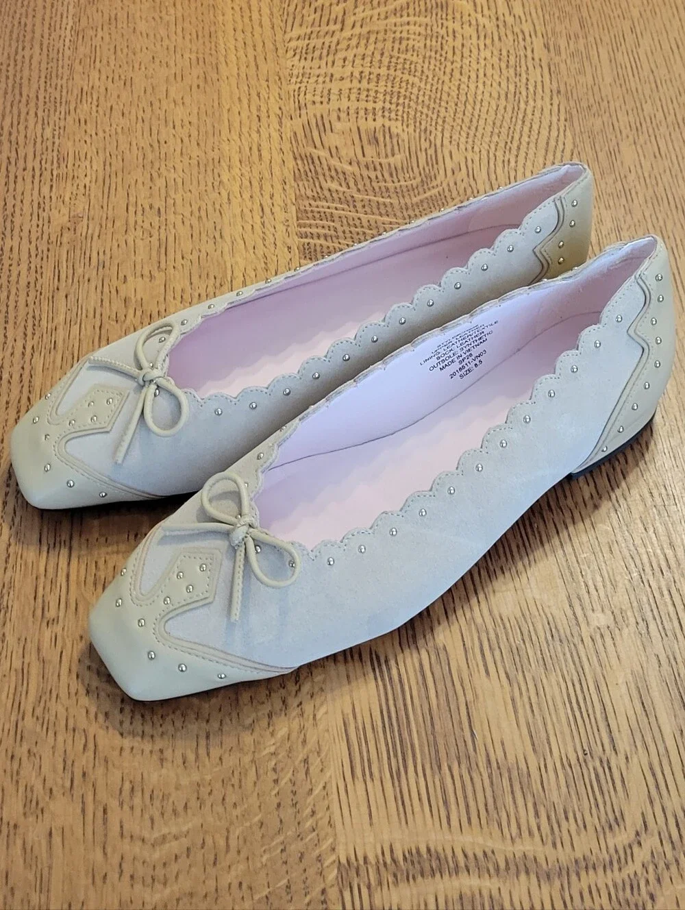 J. Crew Sophie Ballet Flats in Studded Suede & Italian Leather - light tan